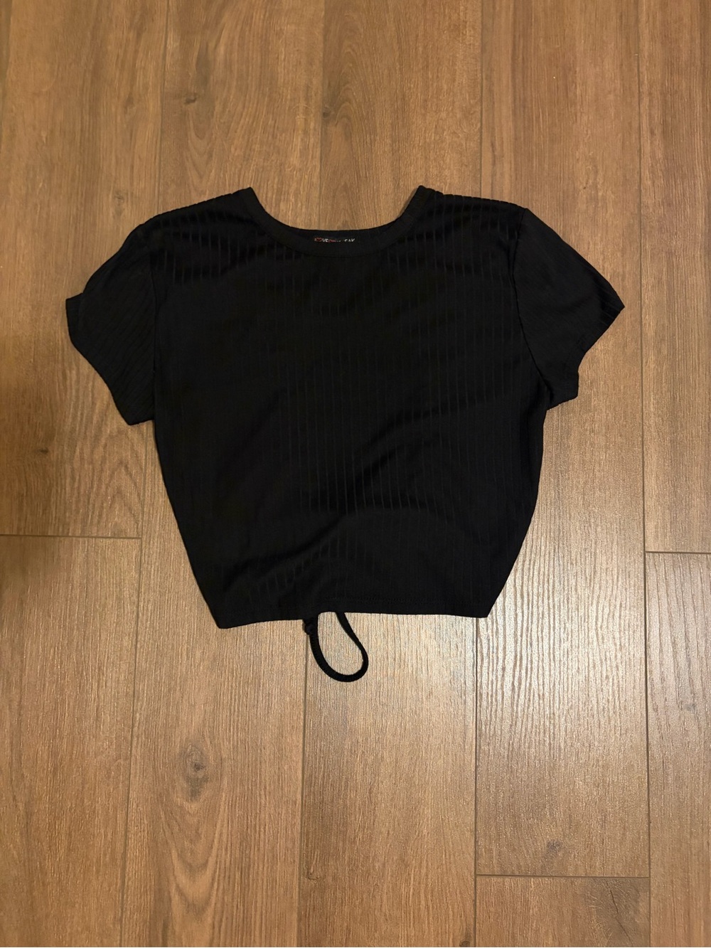Black Short Sleeve Crop Top - Women